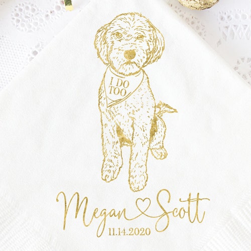 Custom Dog Wedding Napkins Goldendoodle Labradoodle Poodle Etsy