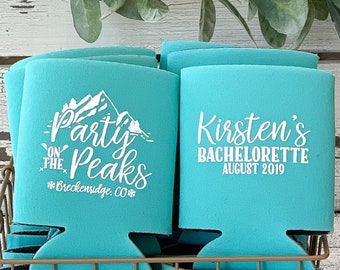 Party On The Peaks, Bachelorette Party Favors, Bachelorette Can Cooler, Personalized Can Coolers, Bridal Party Drink Holder, Beer Hugger