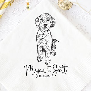 Personalized Wedding Napkins, Custom Pet Illustration Napkins, Pet Sketch Napkins, Dog Lover Wedding, Custom Dog Art Napkins, Bar Napkins