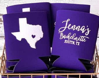 Texas Bachelorette Can Cooler, Custom Party Favor, Country Bachelorette, Hen Party Beer Holder, Destination Bachelorette, Bridal Party Gift