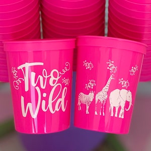 Two Wild Stadium Cups, Jungle 2nd Birthday, Safari Theme Birthday, 2nd Birthday Party Cups, Custom Birthday Cups, 2nd Birthday Favors