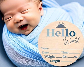Baby Birth Stat Sign - Birth Announcement - Baby Photo Prop - Newborn Name Sign - Baby Boy - Hospital Birth Announcement - Wood Name Sign