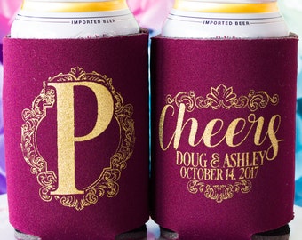 Monogram Wedding Favor, Personalized Can Cooler, Monogram Can Cooler, Cheers Wedding Party Gift, Custom Can Cooler, Wedding Can Cooler