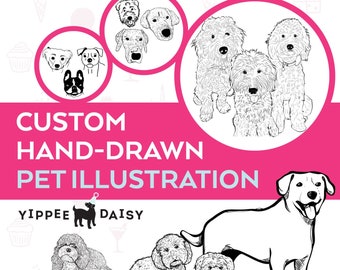 Hand Drawn Pet Illustration, Personalized Pet Drawing, Custom Pet Illustration, Custom Dog Drawing, Gift For Pet Lover, Custom Pet Art