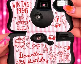 Custom Disposable Camera Wrap for Birthday Party - Camera Sleeve for Birthday - Vintage 1996, 30th Birthday Decor