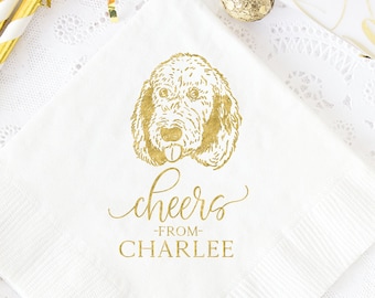 Custom Wedding Napkins, Pet Sketch Wedding Napkins, Personalized Dog Drawing Napkins, Dog Lover Wedding, Wedding Bar Napkins, Dog Lover