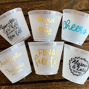 Personalized Party Cups, Wedding Party  Cups, Plastic Wine Cups, Shatterproof Wine Cups, 9 ounce Wine Cups, Bachelorette Party Cups