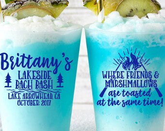 Bachelorette Cups Beach Bachelorette Favors Lake Bachelorette Personalized Cups Plastic Cups Custom Cups Camping Bachelorette Ideas