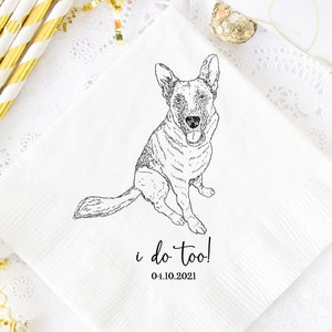 Napkins For Weddings, Dog Wedding Napkins, Custom Pet Illustration, Hand Drawn Pet Sketch, Paper Wedding Napkins, Custom Bar Napkins