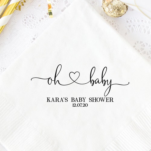 Baby Shower Napkins Personalized Cocktail Napkins Oh Baby Etsy