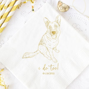 Personalized Cocktail Napkins, Dog Lover Wedding, Custom Illustration Napkins, Per Drawing Napkins, Custom Printed Napkins, Rehearsal Dinner