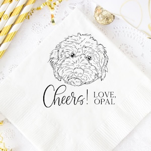 Wedding Cocktail Napkins, Personalized Napkins, Custom Dog Sketch Napkins, Pet Portrait Napkins, Dog Lover Wedding, Dog Illustration Napkins image 6