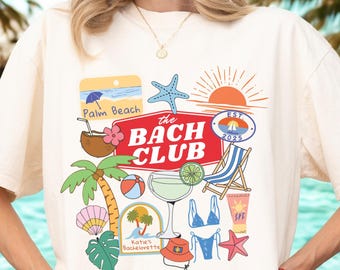 Custom Beach Bachelorette Shirt The Bach Club Beach Club Comfort Colors® Girls Weekend Trip Coastal Beach Merch T-Shirt Bridesmaid Gift