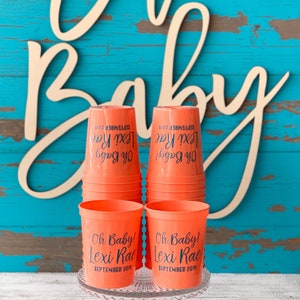 Oh Baby Cups, Personalized Baby Shower Cups, Baby Shower Decor, Oh Baby Decor, Gender Reveal Party, Baby Shower Favors, Plastic Cups