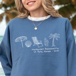 Custom Beach Bachelorette Sweatshirt Coastal Bachelorette Party Sweatshirts Beach Bachelorette Gifts Bach Merch Tropical Girls Trip Weekend