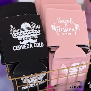 Wedding Favors for Guests Mexico Wedding Can Coolers Custom Favors To Have & To Hold and Keep Your Cerveza Cold Personalized Wedding Gift