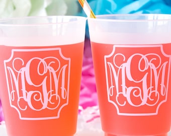 Monogram Cups, Frost Custom Cups, Frost Flex Cups, Frost-Flex Cups, Monogrammed Cups, Shatterproof Wedding Cups, Personalized Frosted Cups