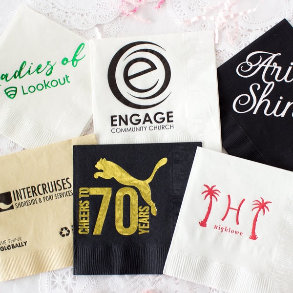 Custom Logo Napkins Etsy