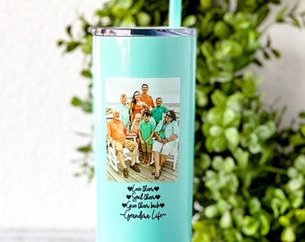 Custom Photo Tumbler Gift for Grandma Gift Ideas for Mother's Day 20 oz Skinny Tumbler Gift from Grandkids Best Grandma Cup Custom Photo Mug