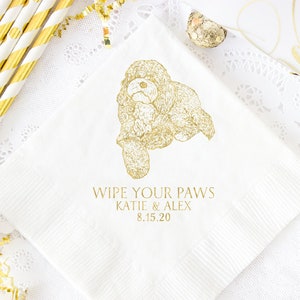 Wedding Cocktail Napkins, Personalized Napkins, Custom Dog Sketch Napkins, Pet Portrait Napkins, Dog Lover Wedding, Dog Illustration Napkins image 5