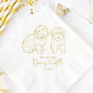 Dog Lover Wedding Napkins, Dog Sketch Napkins, Bridal Shower Napkins, Engagement Party Napkins, Custom Pet Illustration Napkins