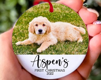 Puppies First Christmas Ornament Personalized Pet Keepsake Photo Ornament Dog Photo Gift Dog Lover Dog Mom Presents Dog Photo Ornament