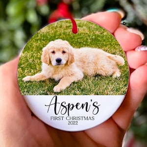 Puppies First Christmas Ornament Personalized Pet Keepsake Photo Ornament Dog Photo Gift Dog Lover Dog Mom Presents Dog Photo Ornament