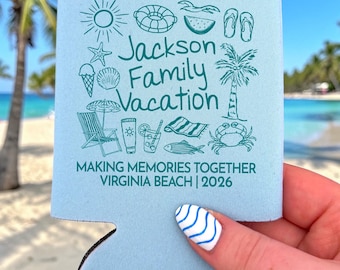 Glacières pour vacances en famille à la plage - Réunion de famille côtière avec manche en canette - Décoration de fête sur la plage - Cadeau personnalisé pour un voyage en famille