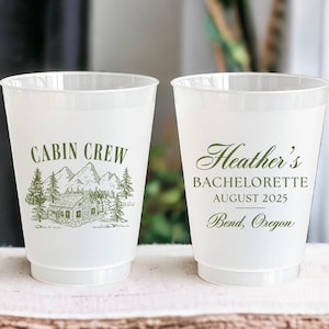 Cabin Bachelorette Party - Cabin Crew Bachelorette Cups - Camp Bachelorette - Mountain Bachelorette - Custom Frosted Cups - Personalized Cup