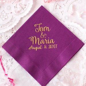 Monogrammed Napkins, Gold Foil Cocktail Napkins, Beverage Napkins, Rehearsal Dinner, Custom Napkins, Wedding Napkins, Personalized Napkins