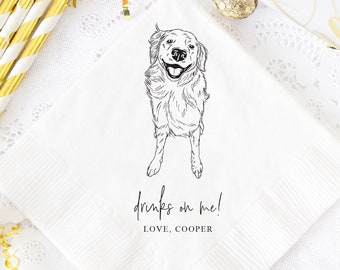 Dog Wedding Napkins, Custom Pet Portrait, Napkins For Wedding, Dog Lover Wedding, Pet Sketch Napkins, Dog Illustration Napkins