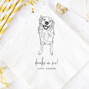 Dog Wedding Napkins, Custom Pet Portrait, Napkins For Wedding, Dog Lover Wedding, Pet Sketch Napkins, Dog Illustration Napkins