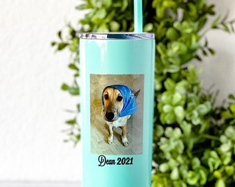 Dog Photo Tumbler Dog Photo Gifts for Dog Owners Gift for Dog Parents Personalized Dog Photo Custom Dog Gift Insulated Tumbler with Straw
