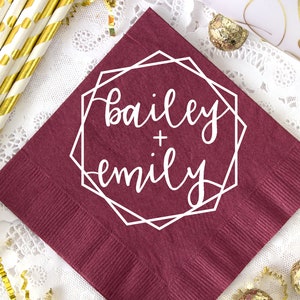 Rustic Wedding Napkins, Custom Wedding Napkins, Geometric Napkins, Wedding Napkins, Anniversary Napkins, Engagement Party, Beverage Napkins