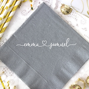 Personalized Wedding Napkins, Heart Wedding Napkins, Wedding Bar Napkins, Destination Wedding, Engagement Party Napkins, Party Napkins