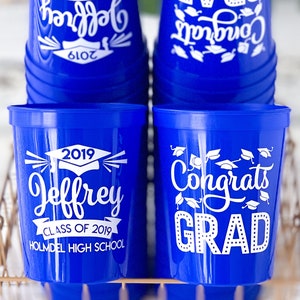 Custom Graduation Cups, Graduation Party Favors, Congrats Grad, Class of 2025 Party Cups, High School Graduation, College Graduation