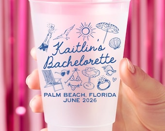 Tazas de despedida de soltera de playa, decoración costera para despedida de soltera, taza esmerilada personalizada para fiesta nupcial