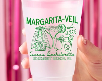 Decoración de despedida de soltera con velo de margarita - Copas para despedida de soltera - Copas esmeriladas personalizadas para despedida de soltera