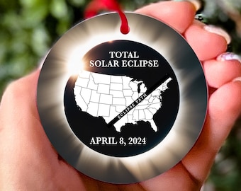 Solar Eclipse Ornament 2024, 2024 Total Solar Eclipse Ornament, Solar Eclipse Party Supplies, Solar Eclipse Keepsake, Eclipse Decorations