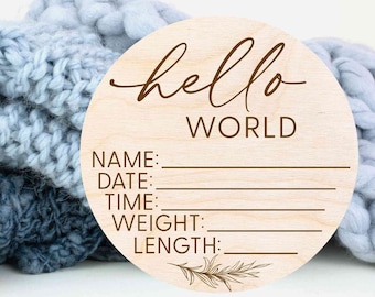Baby Birth Stat Sign - Newborn Keepsake - Date Time Weight - Baby Photo Prop - Name Announcement - Newborn Birth Stat - Hospital Sign