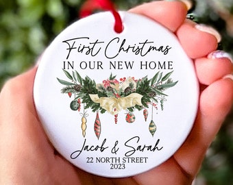 New Home Ornament First Christmas in Our New Home 2023 Keepsake Gift First Home Personalized First House with Address Housewarming Gift