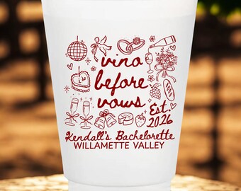 Vino Before Vows Custom Bachelorette Party Cups - Winery Bachelorette - Vino Before Vows Cups - Personalized Cups - Wine Theme Bachelorette