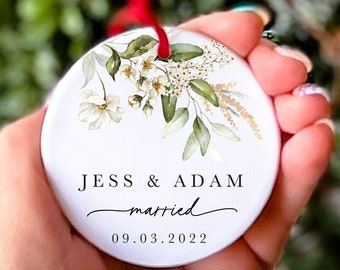 Married Ceramic Ornament 2022 Gift Newlywed Gift Mr & Mrs Christmas Ornament Personalized Mr Mrs Wedding Ornament Wedding Gift Keepsake