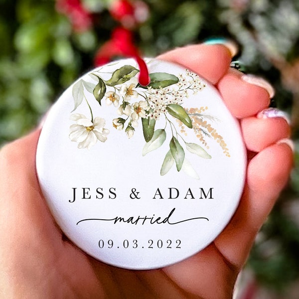 Married Ceramic Ornament 2022 Gift Newlywed Gift Mr & Mrs Christmas Ornament Personalized Mr Mrs Wedding Ornament Wedding Gift Keepsake