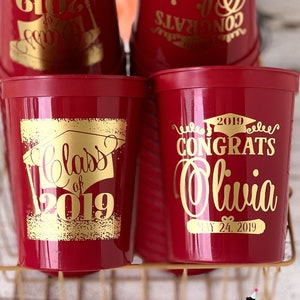 Graduation Party Cups, Custom Graduation Cups, Congrats Grad, Class of 2025, Printed Plastic Cups, Graduation Party Decor, Stadium Cups