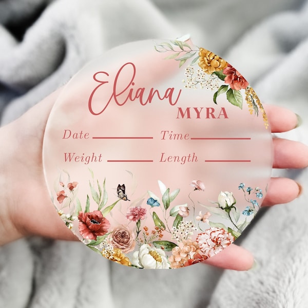 Newborn Girl Hospital Name Announcement Etsy