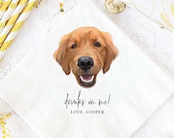 Full Color Pet Wedding Napkins Dog Cocktail Napkins Cat Animal Lover Wedding Decor Bar Napkins Reception Bridal Shower Custom Wedding Napkin