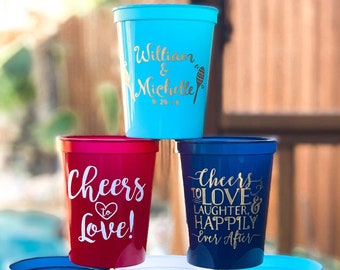Wedding Party Cups Monogram Cups Wedding Cups Personalized Cups Wedding Favor Cups Wedding Bar Stadium Cups Monogrammed Wedding Beer Cups