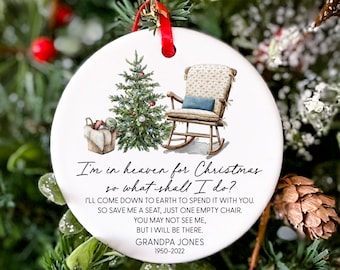 Personalized Empty Chair Christmas Ornament Remembrance Gifts Bereavement Gift Memorial Christmas Ornaments Christmas in Heaven Mom Dad