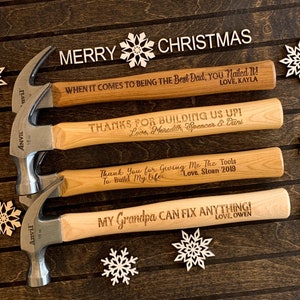 Christmas Gifts for Dad from Kids Engraved Hammer Father in Law Gift for Husband Stocking Stuffers for Grandpa Gift for Men Brother image 1